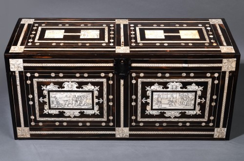 Furniture  - A circa 1600 Napolitan ebony and ivory inlaid cabinet