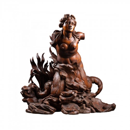 Carved Limewood mermaid, entourage of Filippo Parodi, Italy late 17th century