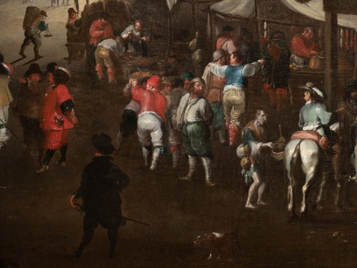 Tableaux et dessins Tableaux XVIIe siècle - Place de marché à Rome, école Romaine du XVIIe siècle