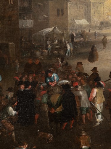 Antiquités - Market square in Rome, 17th-century Roman school