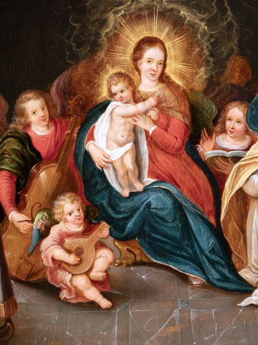 XVIIe siècle - Vierge à l’Enfant avec anges musiciens - Cornelis de Baellieur (1607-1671)