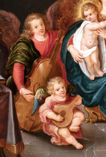 Antiquités - Vierge à l’Enfant avec anges musiciens - Cornelis de Baellieur (1607-1671)