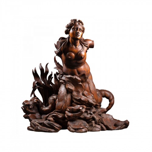 Sirène en tilleul sculpté, Italie fin du XVIIe siècle