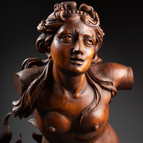 Sculpture  - A late 17th c.  Italian carved figure of Mermaid, circle of Filippo Parodi