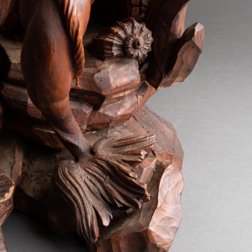 XVIIe siècle - Sirène en tilleul sculpté, entourage de Filippo Parodi, Italie fin du XVIIe siècle
