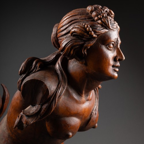 A late 17th c.  Italian carved figure of Mermaid, circle of Filippo Parodi - Louis XIV