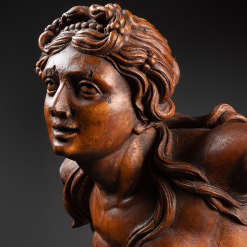 Antiquités - Sirène en tilleul sculpté, entourage de Filippo Parodi, Italie fin du XVIIe siècle