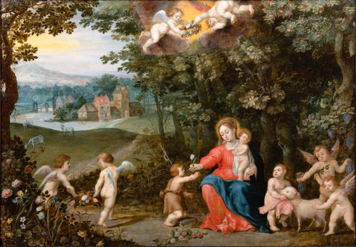Atelier de Jan Brueghel & Hendrick van Balen - La Vierge à l’Enfant - Tableaux et dessins Style Louis XIII
