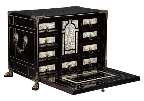 A 17th c. Italian (Milano) ebony and ivory inlaid cabinet