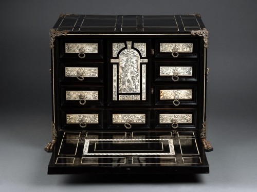 Furniture  - A 17th c. Italian (Milano) ebony and ivory inlaid cabinet