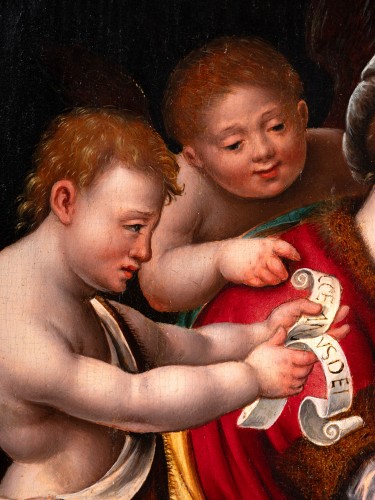 Tableaux et dessins Tableaux XVIe siècle - Vierge à l’Enfant avec Saint Jean et des anges - Entourage de Joos Van Cleve