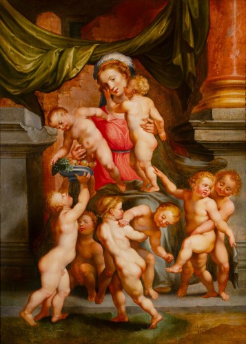 Allegory of Charity - Pupil of Lambert Lombard (1505-1566) - Paintings & Drawings Style Renaissance