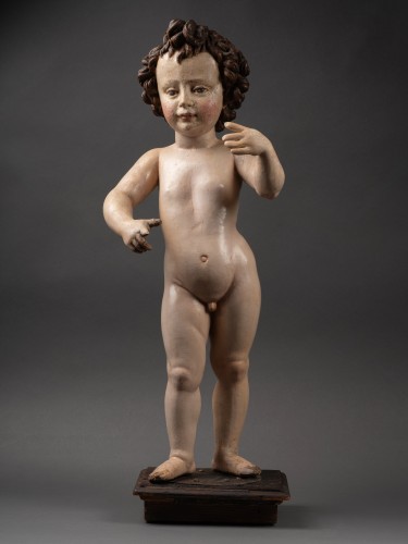 Saint Jean-Baptiste enfant, école Sévillane premier tiers du XVIIe siècle - Sculpture Style Louis XIII