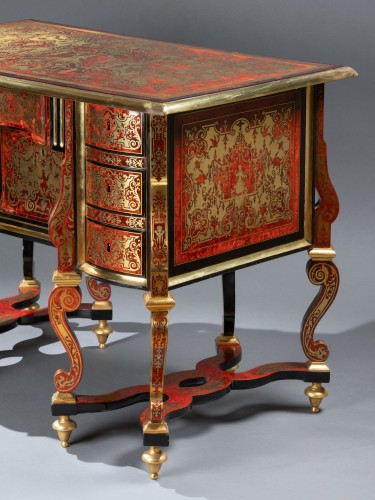 Bureau Mazarin en marqueterie Boulle, époque Louis XIV, attribué à Nicolas Sageot - Mobilier Style Louis XIV