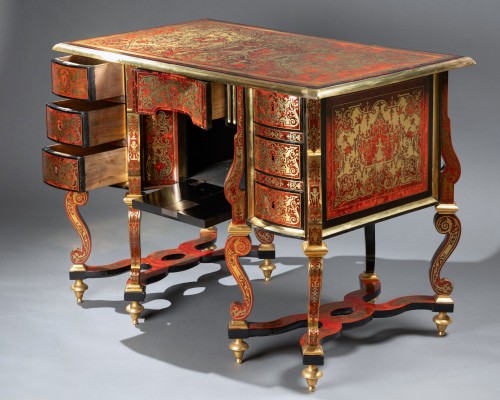 XVIIIe siècle - Bureau Mazarin en marqueterie Boulle, époque Louis XIV, attribué à Nicolas Sageot