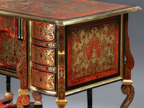 Antiquités - Bureau Mazarin en marqueterie Boulle, époque Louis XIV, attribué à Nicolas Sageot