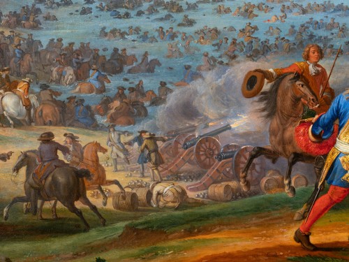 Antiquités - Le passage du Rhin par Louis XIV et son armée, signé Adam-Frans van der Meulen (1632 -1690)