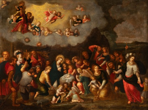 Adoration des bergers, attribué à Louis de Caullery (1580-1622), vers 1620 - Tableaux et dessins Style Renaissance