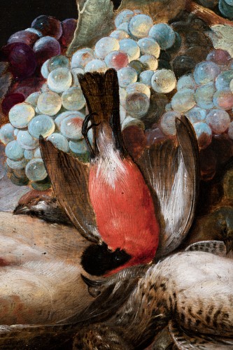 Antiquités - Still life with birds and raisins, workshop of Frans Snyders (1579-1657)