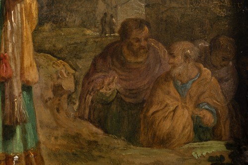 Antiquités - Le Christ et la Samaritaine, école anversoise du XVIIe siècle