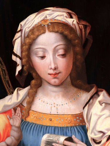 Vierge à l’Enfant, atelier de Pieter Coecke Van Aelst, école Flamande du XVIe siècle - Tableaux et dessins Style Renaissance