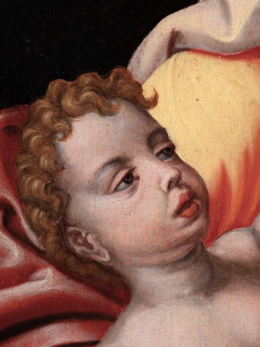 Antiquités - Virgin with child, workshop of Pieter Coecke Van Aelst, 16th c. Flemish