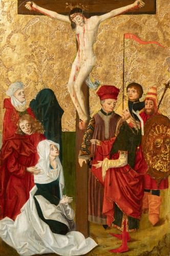 Crucifixion, Allemagne du Sud vers 1470-1480 - Tableaux et dessins Style Moyen Âge