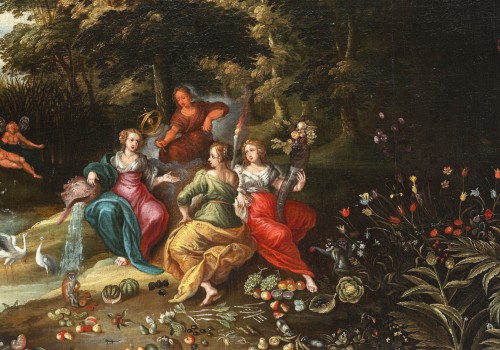 Paintings & Drawings  - Allegory of four elements, pupil of Jan Brueghel the Younger (1601-1678)