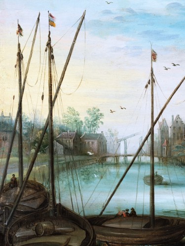 Antiquités - Paysage fluvial, atelier de Jan Breughel le Jeune (1601-1678)