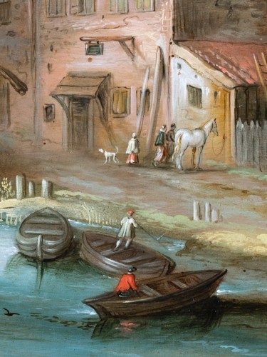 Antiquités - Paysage fluvial, atelier de Jan Breughel le Jeune (1601-1678)