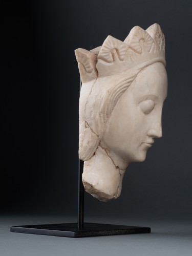 Tête de Vierge en albâtre sculpté, Nottingham, XVe siècle - Moyen Âge