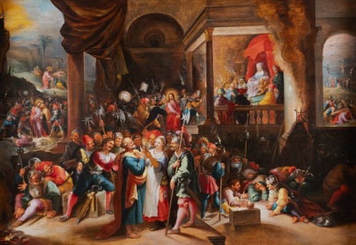 Le reniement de Saint Pierre - Hieronymus FRANCKEN III (1611 - 1671) - Tableaux et dessins Style 