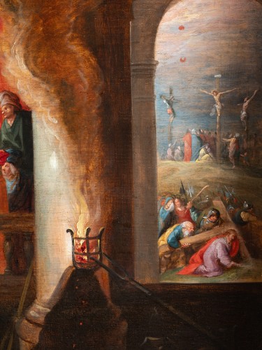 Antiquités - Le reniement de Saint Pierre - Hieronymus FRANCKEN III (1611 - 1671)
