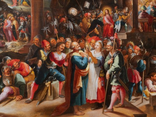 Antiquités - Le reniement de Saint Pierre - Hieronymus FRANCKEN III (1611 - 1671)