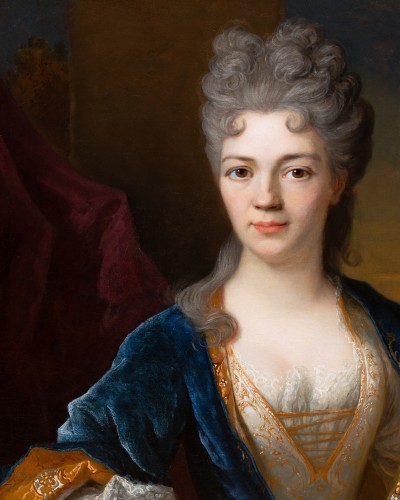Antiquités - Portrait de jeune femme, signé Henri Millot, Paris, début du XVIIIe siècle