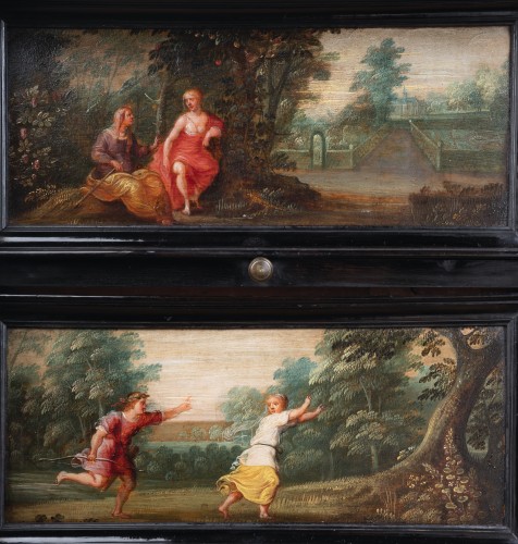 Antiquités - Cabinet Anversois avec des peintures, cercle de Hendrick Van Balen, vers 1630