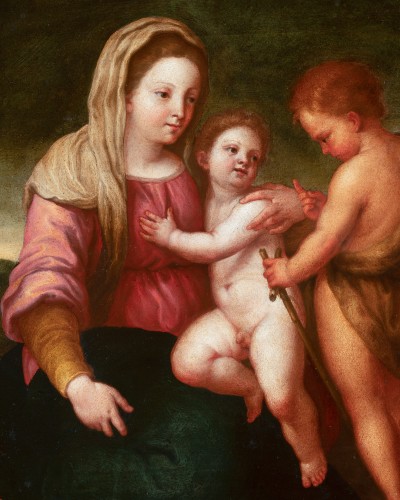 Tableaux et dessins Tableaux XVIIe siècle - Vierge à l'Enfant avec saint Jean, École Florentine du XVIe siècle