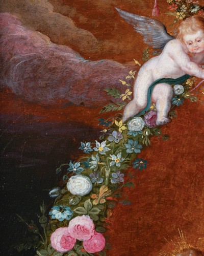 Louis XIII - Vierge à l'Enfant dans une guirlande fleurie - Atelier de Frans Francken II