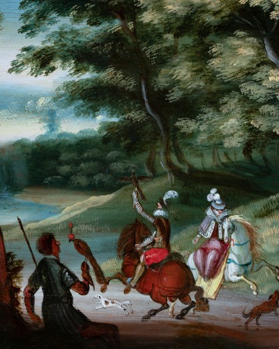 Renaissance - Paysage avec la chasse au faucon, attribué à Anton Mirou (1570-1627)