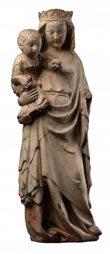 Vierge à l’Enfant en pierre sculptée, Lorraine époque XIVe siècle
