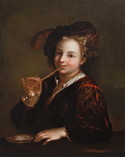 Boy with soap bubbles, studio of Alexis Grimou (1678-1733) - Paintings & Drawings Style Louis XIV