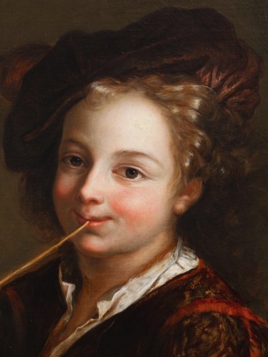 Antiquités - Boy with soap bubbles, studio of Alexis Grimou (1678-1733)
