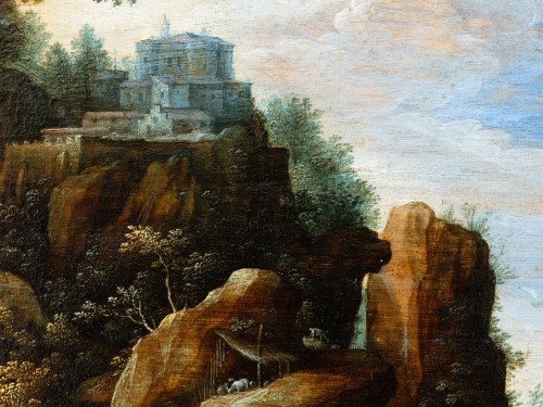 Paysage côtier avec le Christ, école Anversoise du XVIIe, cercle de Paul Bril - Galerie Nicolas Lenté