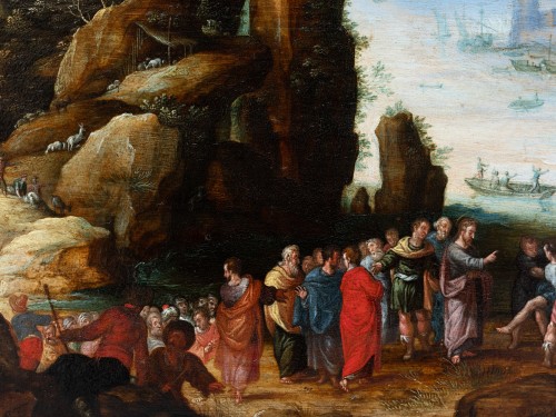  - Paysage côtier avec le Christ, école Anversoise du XVIIe, cercle de Paul Bril
