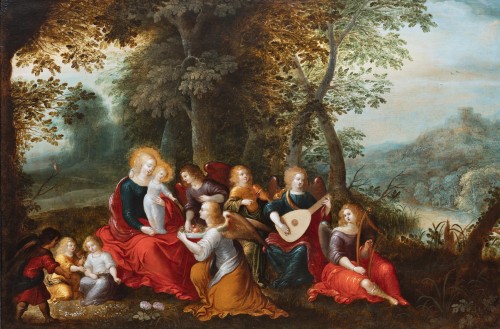 Madonna and Child with Angels, attributed to L. de Caullery &amp; A. Govaerts - Paintings & Drawings Style Louis XIII