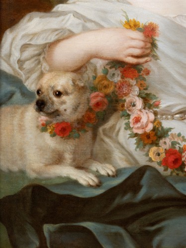 Paintings & Drawings  - Portrait of a young Lady as Flora, signed Pierre Allais (Paris, 1700-1782)