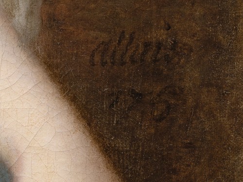 18th century - Portrait of a young Lady as Flora, signed Pierre Allais (Paris, 1700-1782)