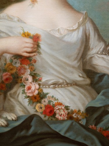 Portrait of a young Lady as Flora, signed Pierre Allais (Paris, 1700-1782) - Louis XV