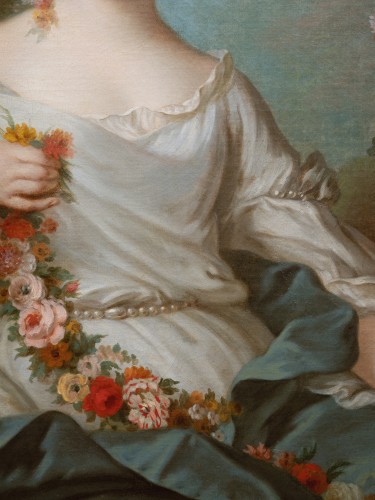 Antiquités - Portrait of a young Lady as Flora, signed Pierre Allais (Paris, 1700-1782)
