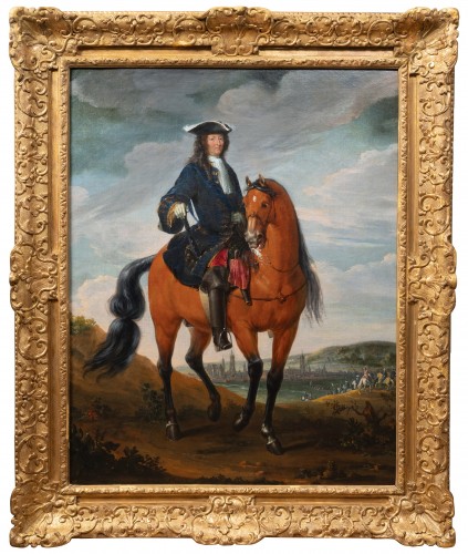 Louis XIV à cheval devant Mons, signé Charles Chastelain (Paris, 1672-1755)